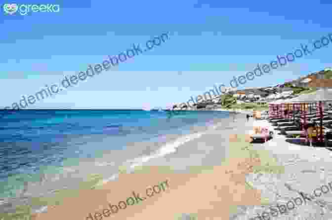 Lively Beach Scene On Mykonos, With Sun Worshippers Relaxing On Golden Sands And Colorful Umbrellas Providing Shade Tales From A Greek Island